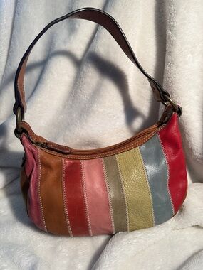 Fossil Multi-Color Striped Leather Shoulder Bag